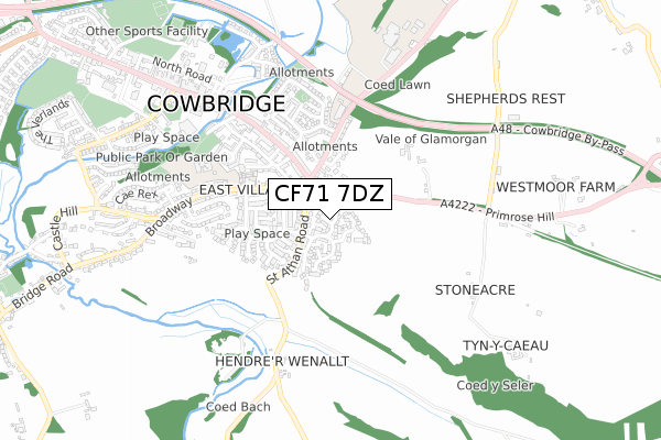 CF71 7DZ map - small scale - OS Open Zoomstack (Ordnance Survey)