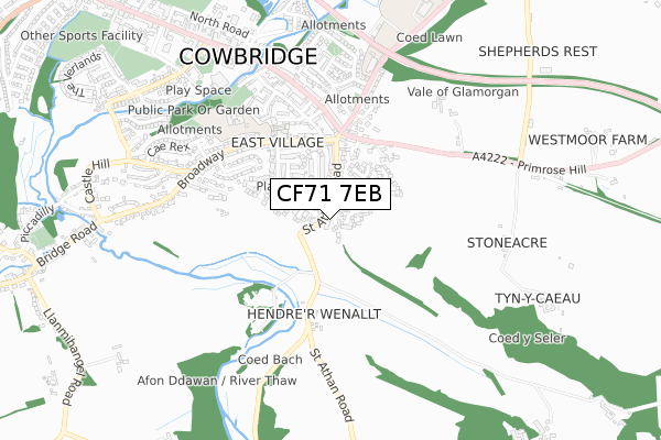 CF71 7EB map - small scale - OS Open Zoomstack (Ordnance Survey)
