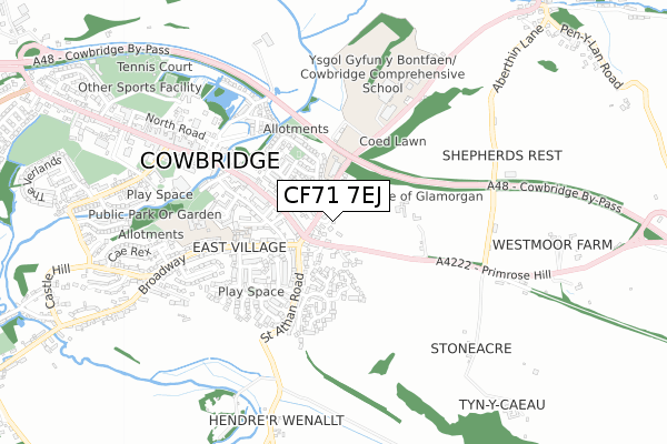 CF71 7EJ map - small scale - OS Open Zoomstack (Ordnance Survey)