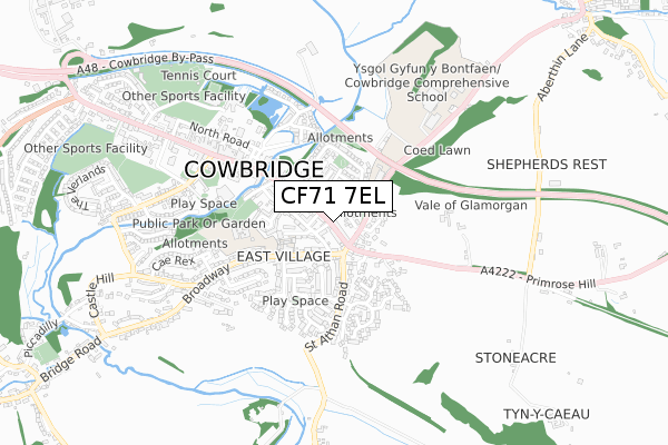 CF71 7EL map - small scale - OS Open Zoomstack (Ordnance Survey)
