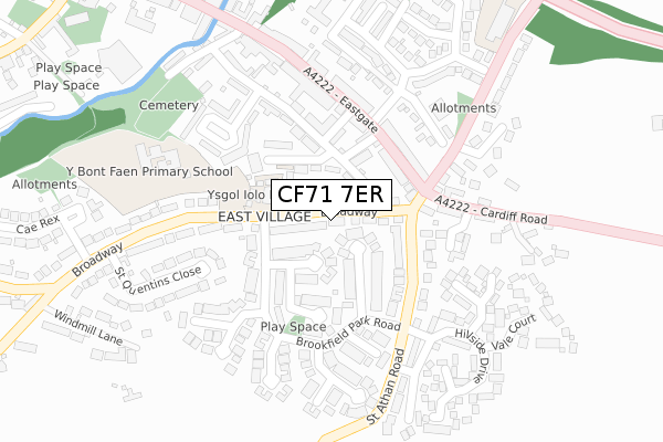 CF71 7ER map - large scale - OS Open Zoomstack (Ordnance Survey)