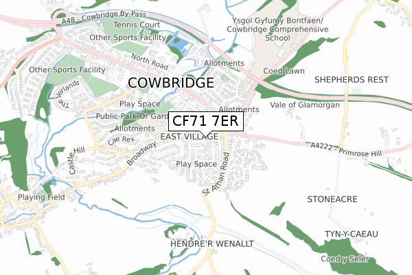 CF71 7ER map - small scale - OS Open Zoomstack (Ordnance Survey)