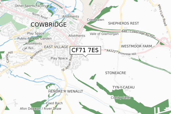 CF71 7ES map - small scale - OS Open Zoomstack (Ordnance Survey)