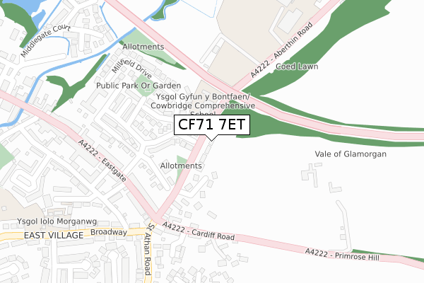CF71 7ET map - large scale - OS Open Zoomstack (Ordnance Survey)