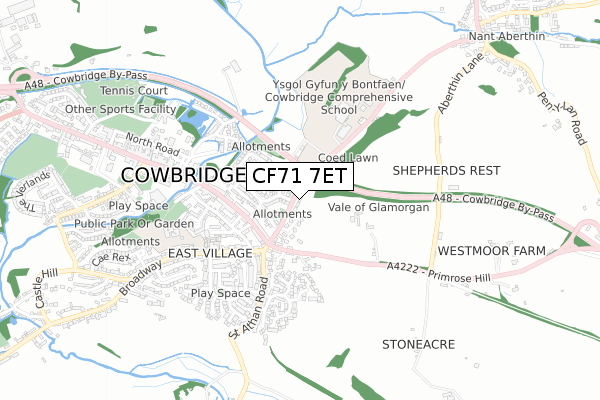 CF71 7ET map - small scale - OS Open Zoomstack (Ordnance Survey)