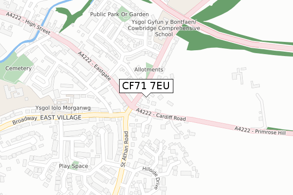 CF71 7EU map - large scale - OS Open Zoomstack (Ordnance Survey)