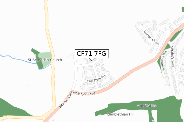 CF71 7FG map - large scale - OS Open Zoomstack (Ordnance Survey)