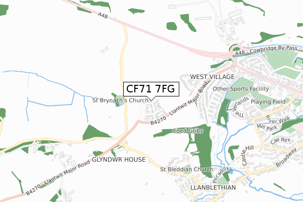 CF71 7FG map - small scale - OS Open Zoomstack (Ordnance Survey)