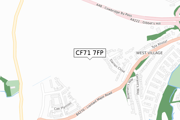 CF71 7FP map - large scale - OS Open Zoomstack (Ordnance Survey)
