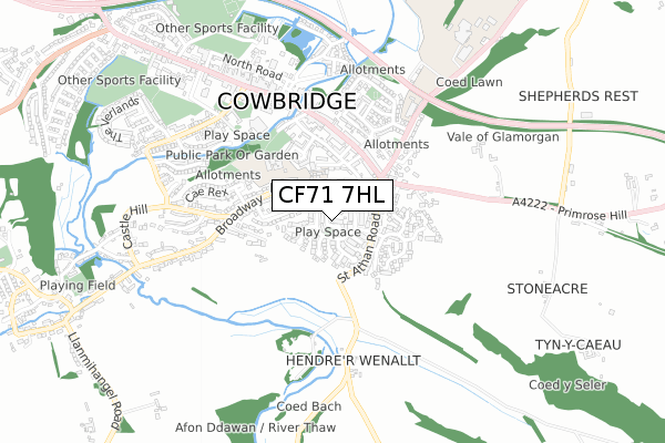 CF71 7HL map - small scale - OS Open Zoomstack (Ordnance Survey)