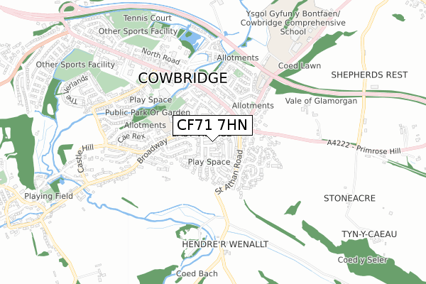 CF71 7HN map - small scale - OS Open Zoomstack (Ordnance Survey)