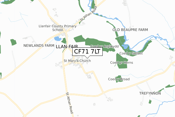 CF71 7LT map - small scale - OS Open Zoomstack (Ordnance Survey)