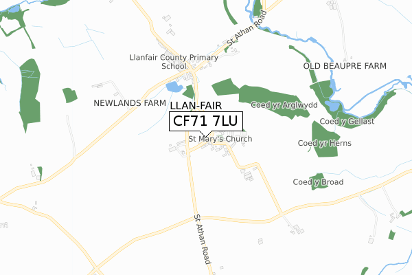 CF71 7LU map - small scale - OS Open Zoomstack (Ordnance Survey)