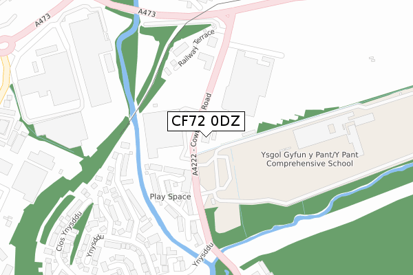CF72 0DZ map - large scale - OS Open Zoomstack (Ordnance Survey)