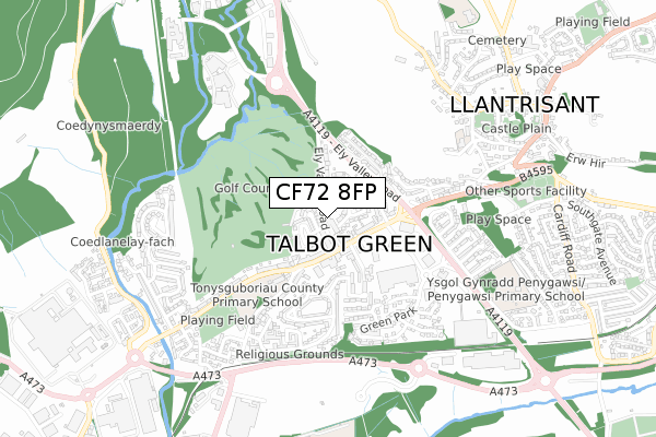 CF72 8FP map - small scale - OS Open Zoomstack (Ordnance Survey)