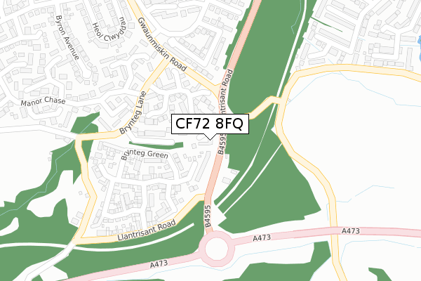CF72 8FQ map - large scale - OS Open Zoomstack (Ordnance Survey)
