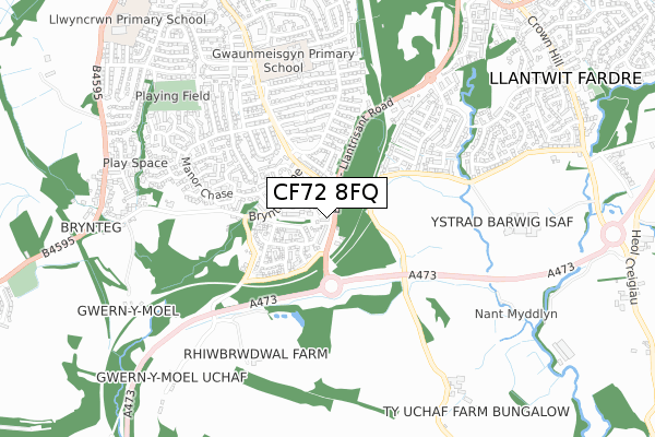 CF72 8FQ map - small scale - OS Open Zoomstack (Ordnance Survey)