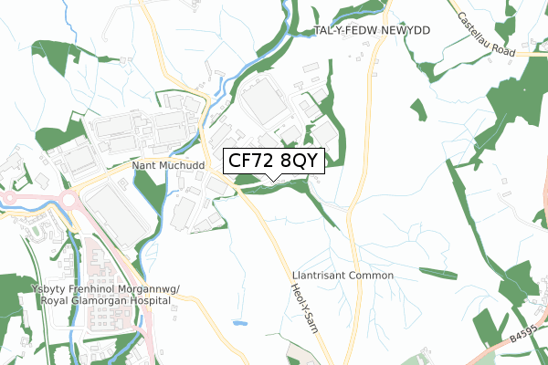 CF72 8QY map - small scale - OS Open Zoomstack (Ordnance Survey)