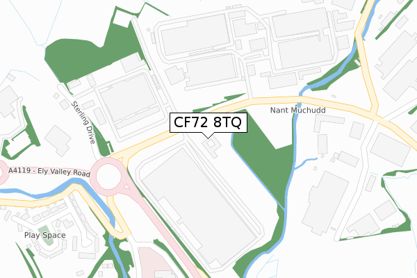 CF72 8TQ map - large scale - OS Open Zoomstack (Ordnance Survey)