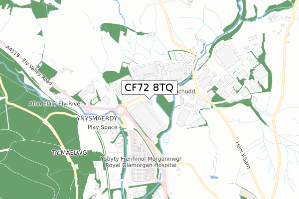CF72 8TQ map - small scale - OS Open Zoomstack (Ordnance Survey)