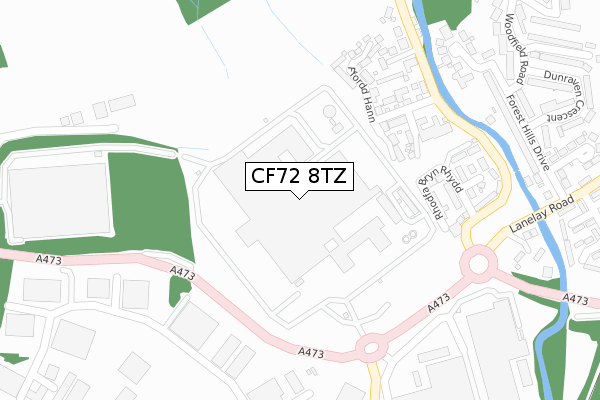 CF72 8TZ map - large scale - OS Open Zoomstack (Ordnance Survey)