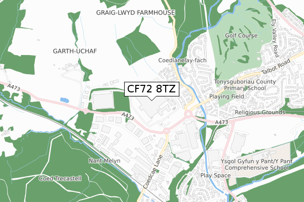 CF72 8TZ map - small scale - OS Open Zoomstack (Ordnance Survey)