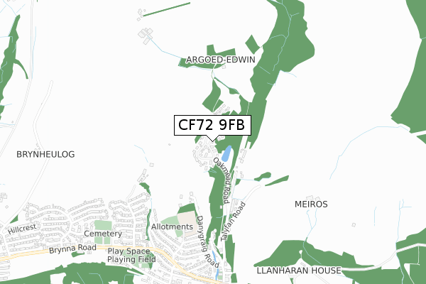 CF72 9FB map - small scale - OS Open Zoomstack (Ordnance Survey)
