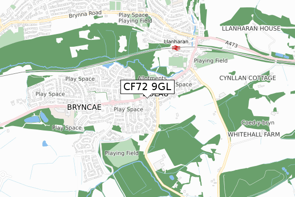 CF72 9GL map - small scale - OS Open Zoomstack (Ordnance Survey)