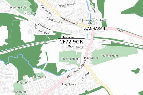 CF72 9GR map - large scale - OS Open Zoomstack (Ordnance Survey)