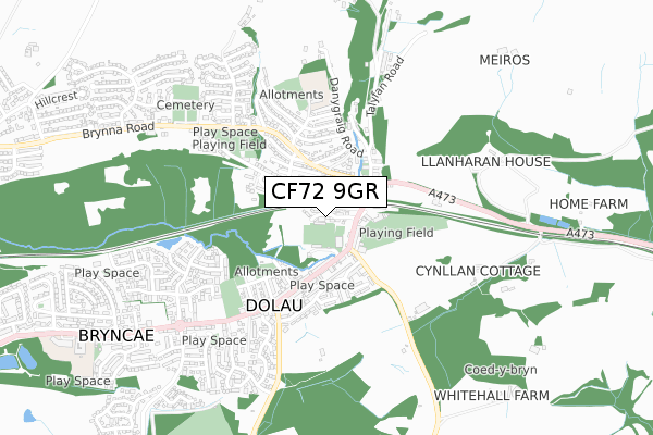 CF72 9GR map - small scale - OS Open Zoomstack (Ordnance Survey)