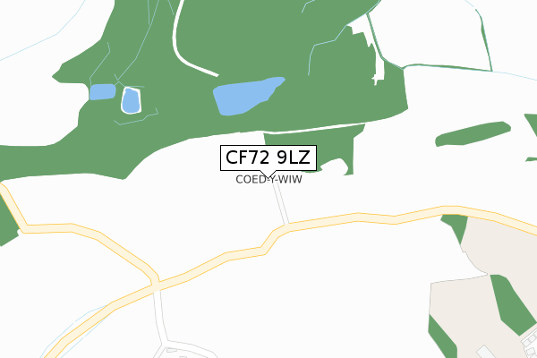 CF72 9LZ map - large scale - OS Open Zoomstack (Ordnance Survey)