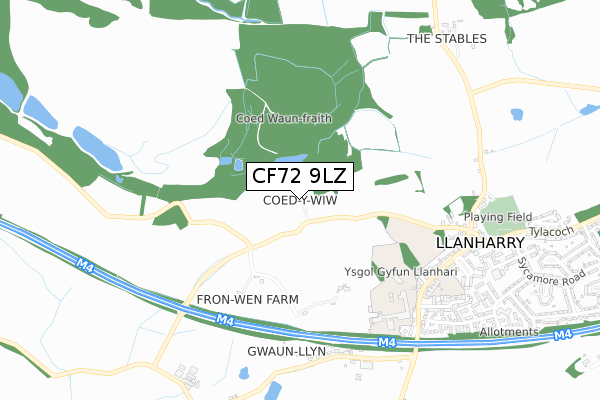 CF72 9LZ map - small scale - OS Open Zoomstack (Ordnance Survey)