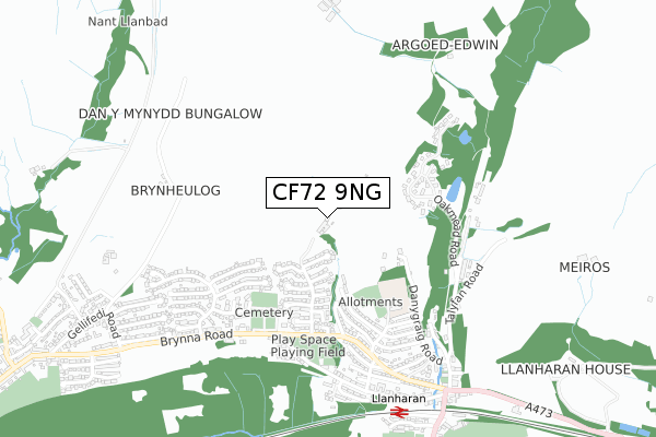 CF72 9NG map - small scale - OS Open Zoomstack (Ordnance Survey)