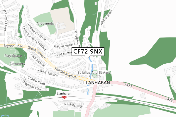 CF72 9NX map - large scale - OS Open Zoomstack (Ordnance Survey)