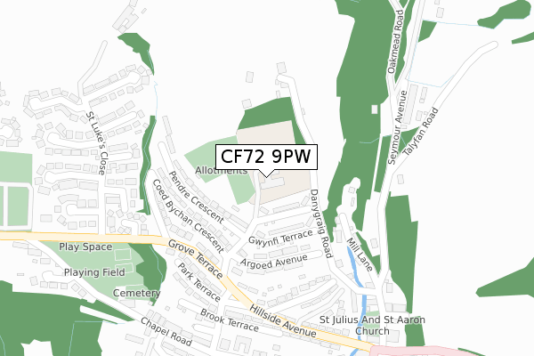 CF72 9PW map - large scale - OS Open Zoomstack (Ordnance Survey) CF72 9PW map - large scale - OS Open Zoomstack (Ordnance Survey)