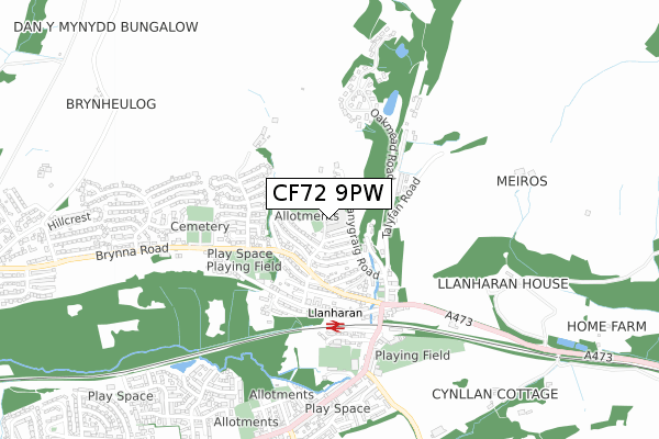 CF72 9PW map - small scale - OS Open Zoomstack (Ordnance Survey) CF72 9PW map - small scale - OS Open Zoomstack (Ordnance Survey)