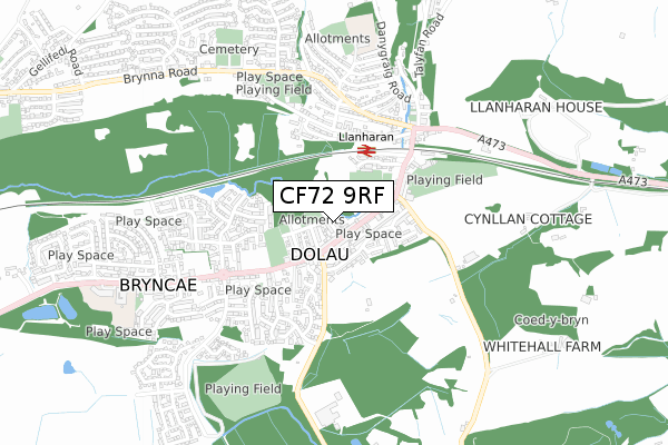 CF72 9RF map - small scale - OS Open Zoomstack (Ordnance Survey)