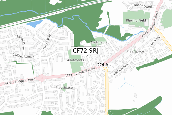 CF72 9RJ map - large scale - OS Open Zoomstack (Ordnance Survey)