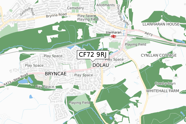 CF72 9RJ map - small scale - OS Open Zoomstack (Ordnance Survey)