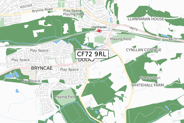 CF72 9RL map - small scale - OS Open Zoomstack (Ordnance Survey)