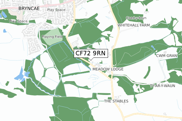 CF72 9RN map - small scale - OS Open Zoomstack (Ordnance Survey)