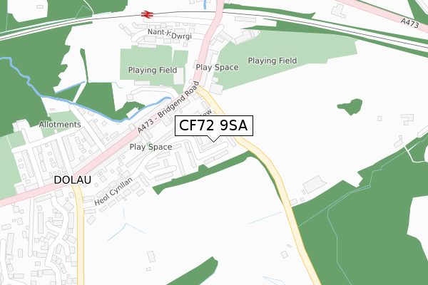 CF72 9SA map - large scale - OS Open Zoomstack (Ordnance Survey)