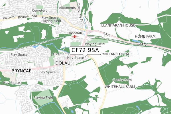 CF72 9SA map - small scale - OS Open Zoomstack (Ordnance Survey)