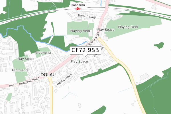 CF72 9SB map - large scale - OS Open Zoomstack (Ordnance Survey)