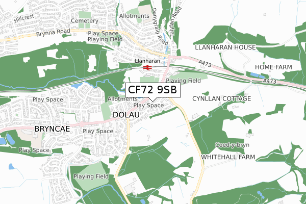 CF72 9SB map - small scale - OS Open Zoomstack (Ordnance Survey)
