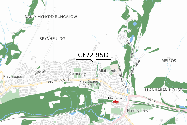 CF72 9SD map - small scale - OS Open Zoomstack (Ordnance Survey)