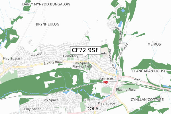 CF72 9SF map - small scale - OS Open Zoomstack (Ordnance Survey)