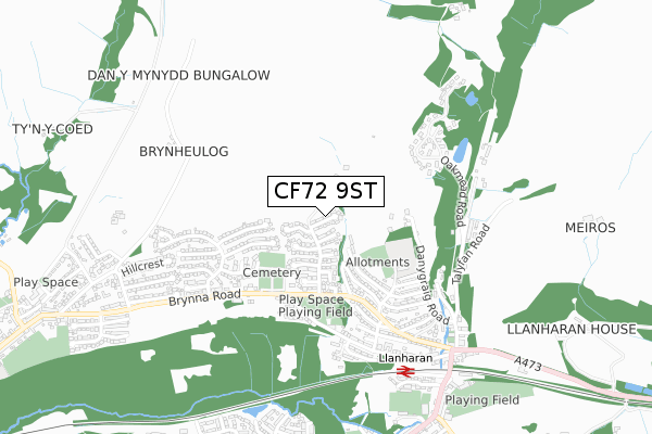 CF72 9ST map - small scale - OS Open Zoomstack (Ordnance Survey)