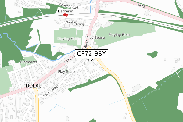 CF72 9SY map - large scale - OS Open Zoomstack (Ordnance Survey)