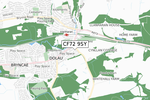 CF72 9SY map - small scale - OS Open Zoomstack (Ordnance Survey)